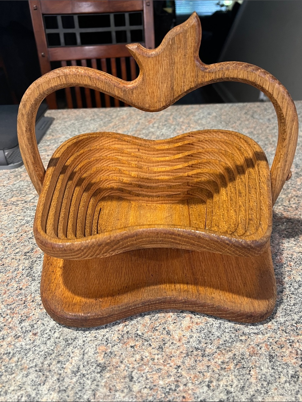 Handcrafted Wooden Apple Basket - Brown